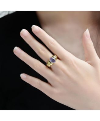 14K Gold Plated with Purple Cubic Zirconia Cocktail Ring