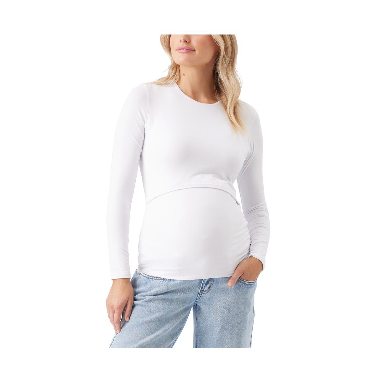 Maternity Ripe Luxe Knit Nursing Top - White