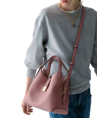 Deco Medium Pebbled Leather Crossbody Tote Bag