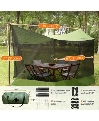 WildHaven Mesh Shelter – 18' x 11' Freestanding Screen Tent with Poles & Rainfly for Bug-Free Camping, Hammocks, Picnics, and Beach Adventures
