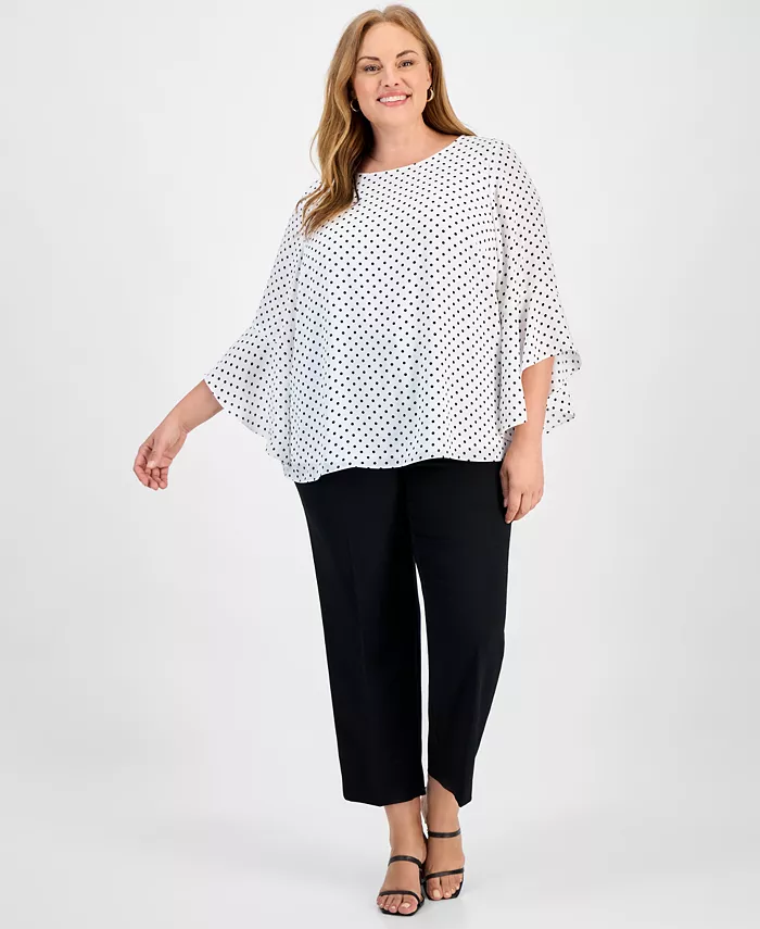 Plus Size Polka-Dot Ruffle-Sleeve Blouse - thumbnail 6