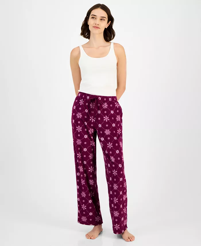 Women's Printed Fleece Pajama Pants - thumbnail 4