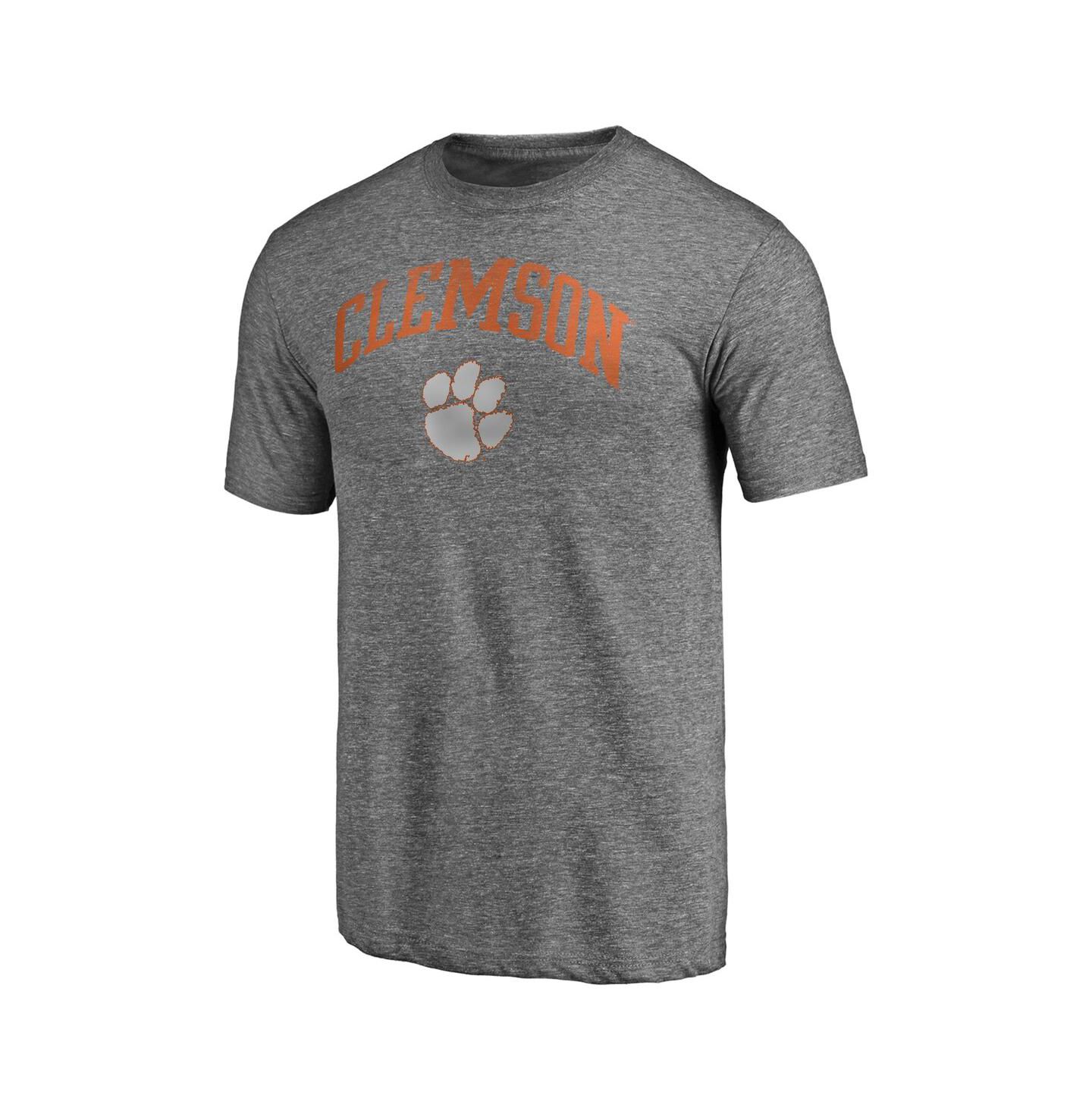 Мужская футболка Fanatics Mto Label Heather Gray Clemson Tigers Arched City Tri-Blend — фото 2