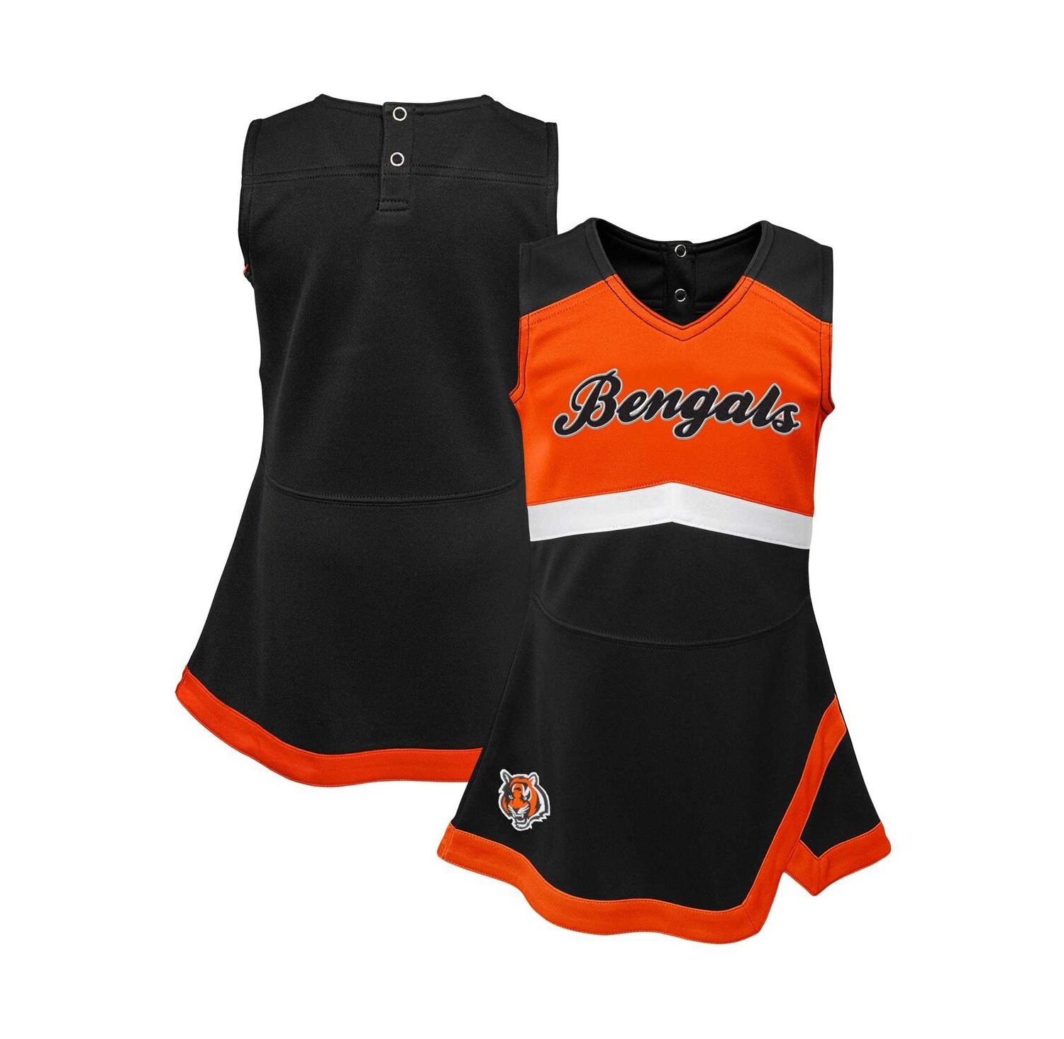 Girls Baby Boys and Girls Black Cincinnati Bengals Cheer Captain Jumper Dress