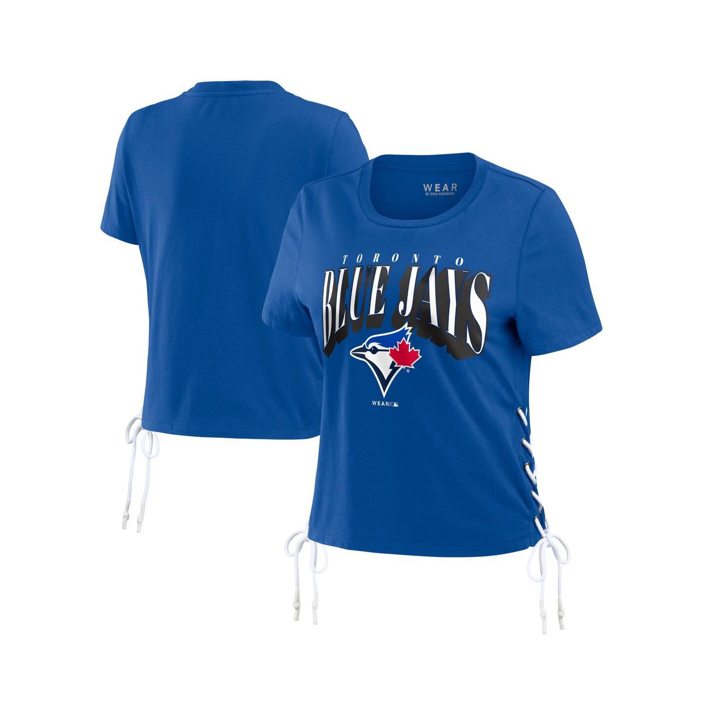 Женская футболка WEAR by Erin Andrews Royal Toronto Blue Jays Side Lace-Up Cropped — фото 1