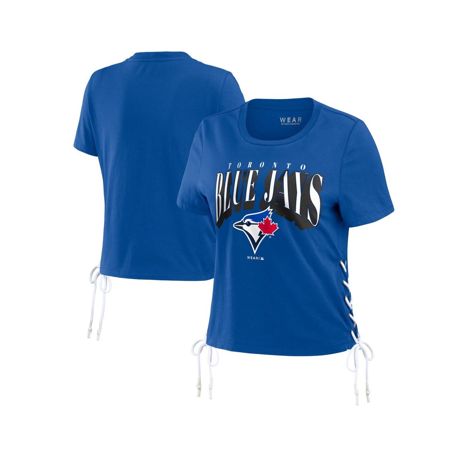 Women's Royal Toronto Blue Jays Side Lace-Up Cropped T-Shirt