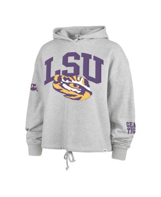 Women's Heather Gray LSU Tigers High Hopes Long Sleeve Cropped Hoodie
