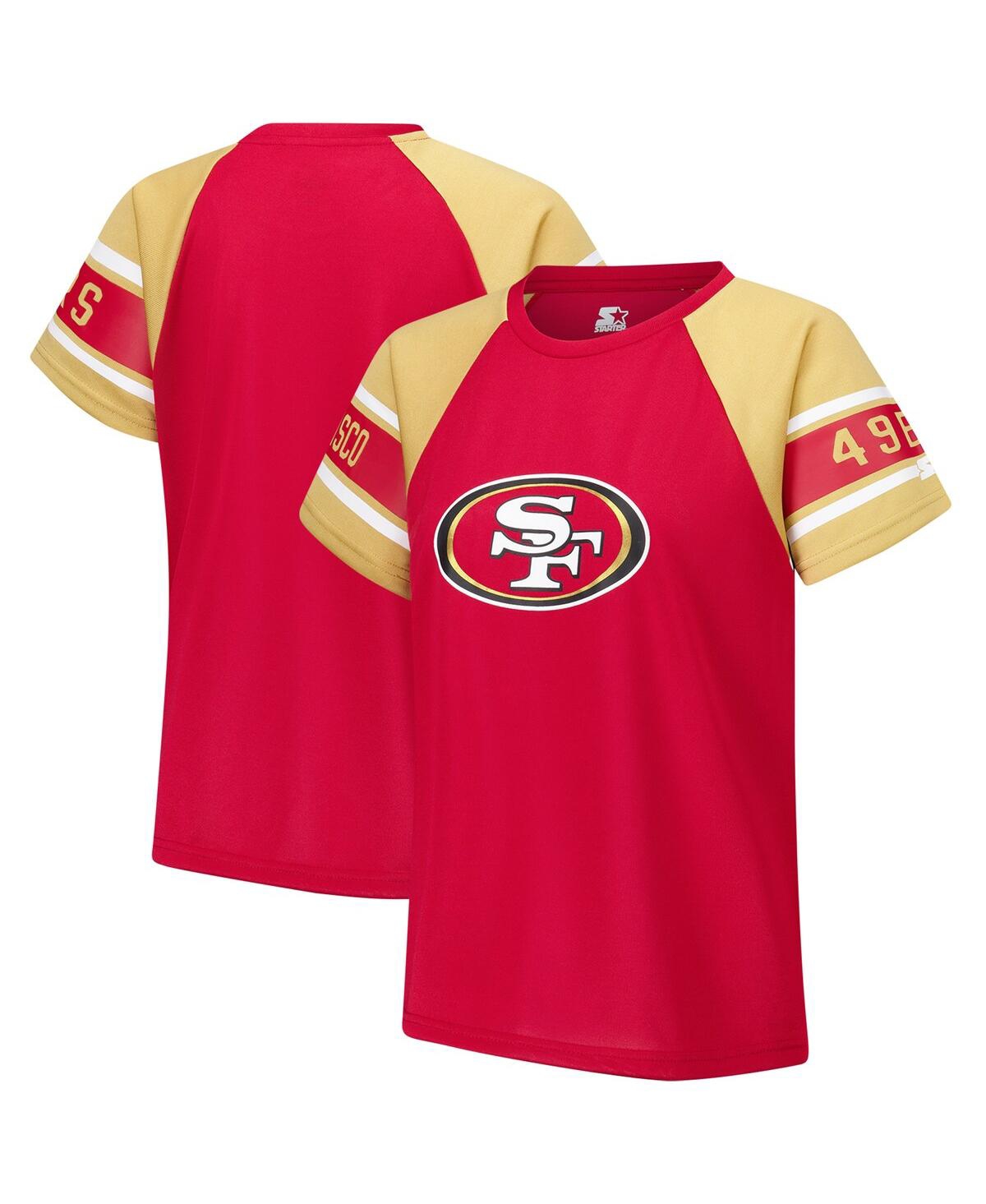 Starter Women's Red San Francisco 49ers 1st Rounder Color Block Raglan Top In Red