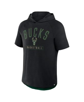 Men's Black Milwaukee Bucks Pass Legend Raglan Hoodie T-Shirt