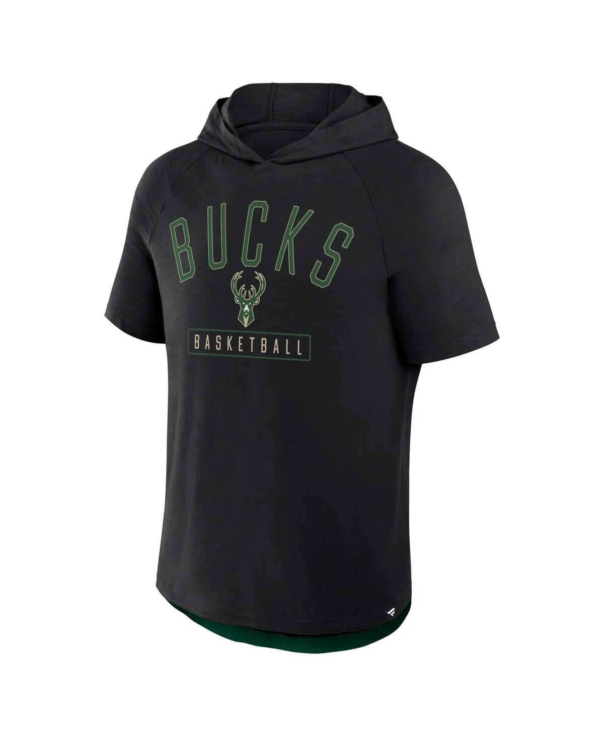 Fanatics Men's Black Milwaukee Bucks Pass Legend Raglan Hoodie T-shirt In Black