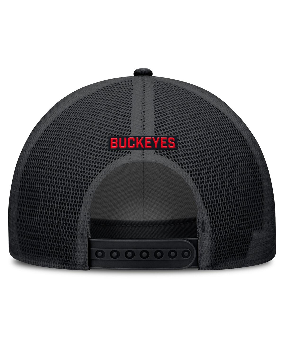 Nike Men's Black Ohio State Buckeyes Rise Primetime Trucker Adjustable Hat In Black