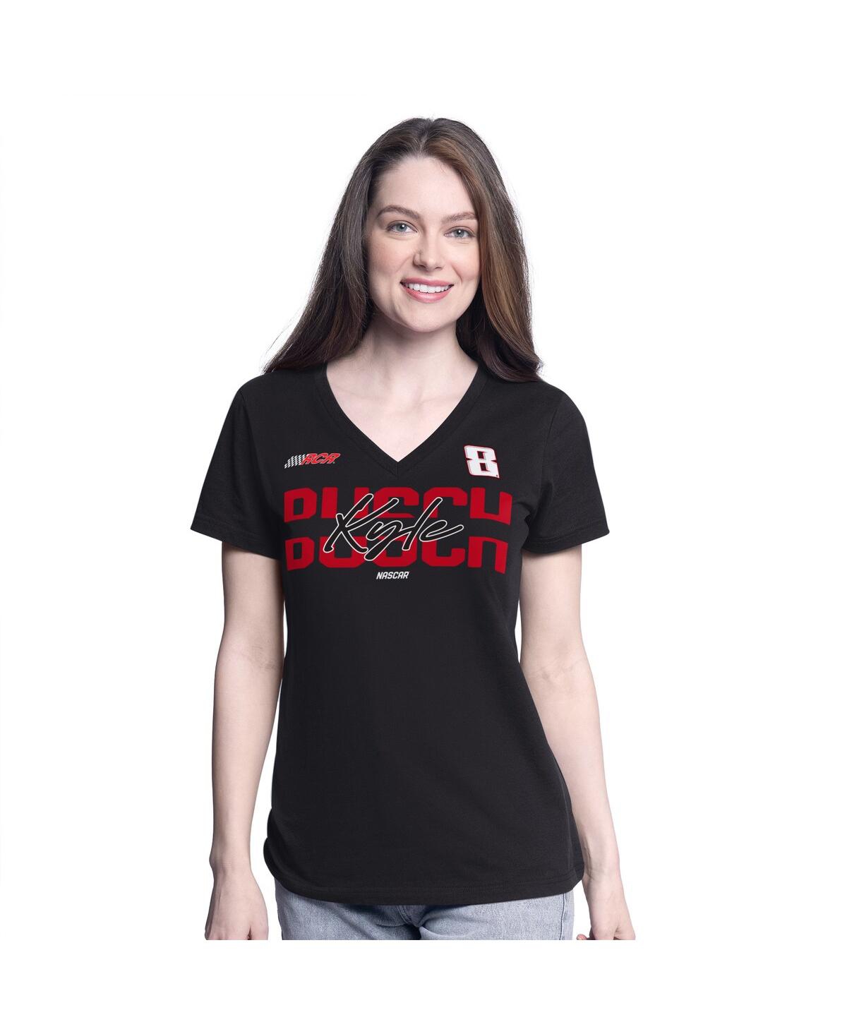 Women's Black Kyle Busch Batter Up V-Neck T-Shirt - Black
