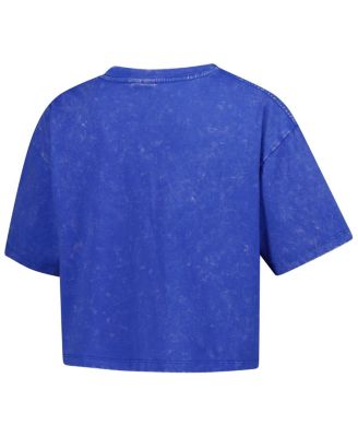 Women's Blue Detroit Lions Cropped Boxy Sport Classics Mineral Wash T-Shirt