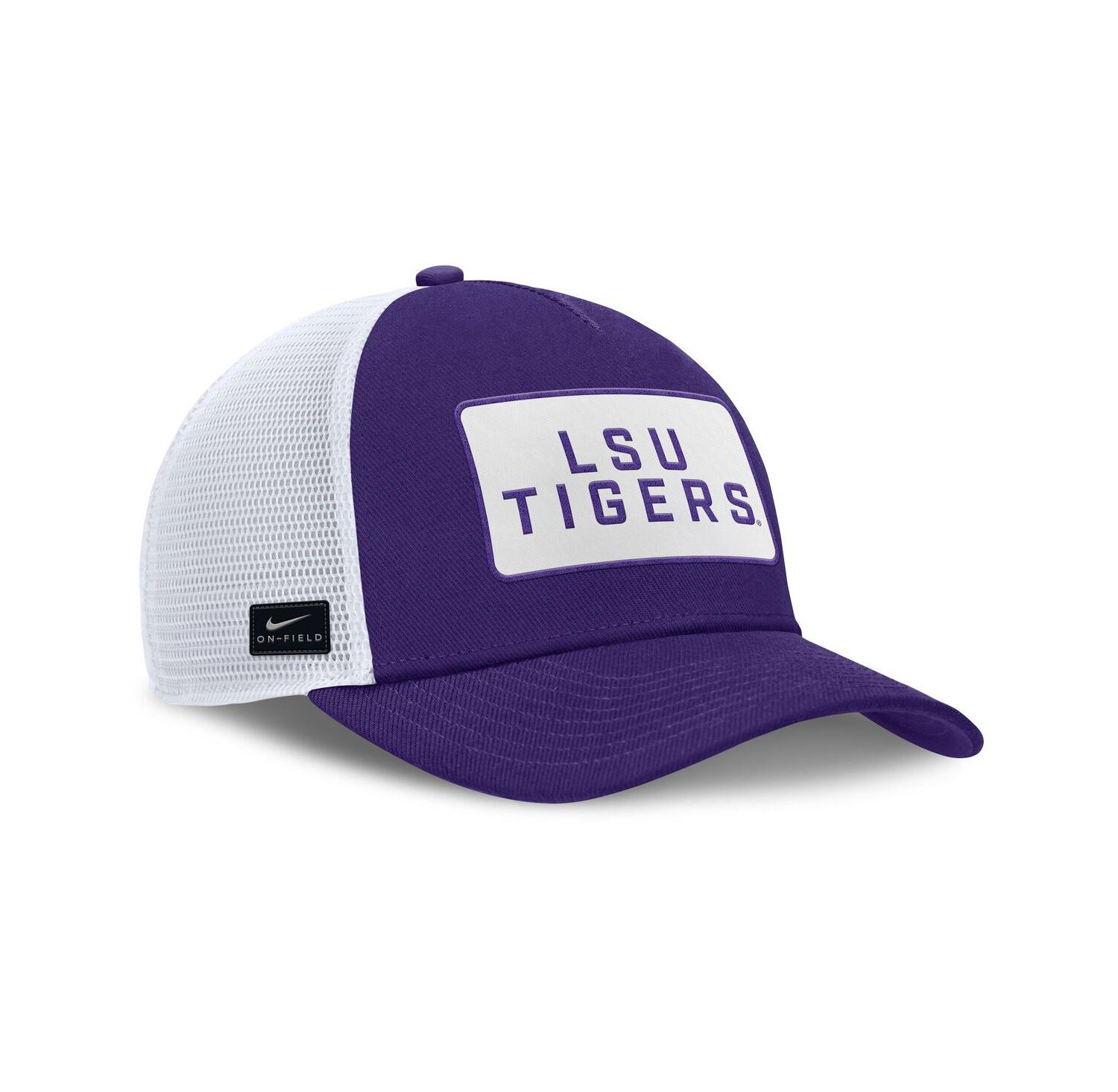 Men's Purple/White LSU Tigers 2025 On-Field Rise Patch Trucker Adjustable Hat