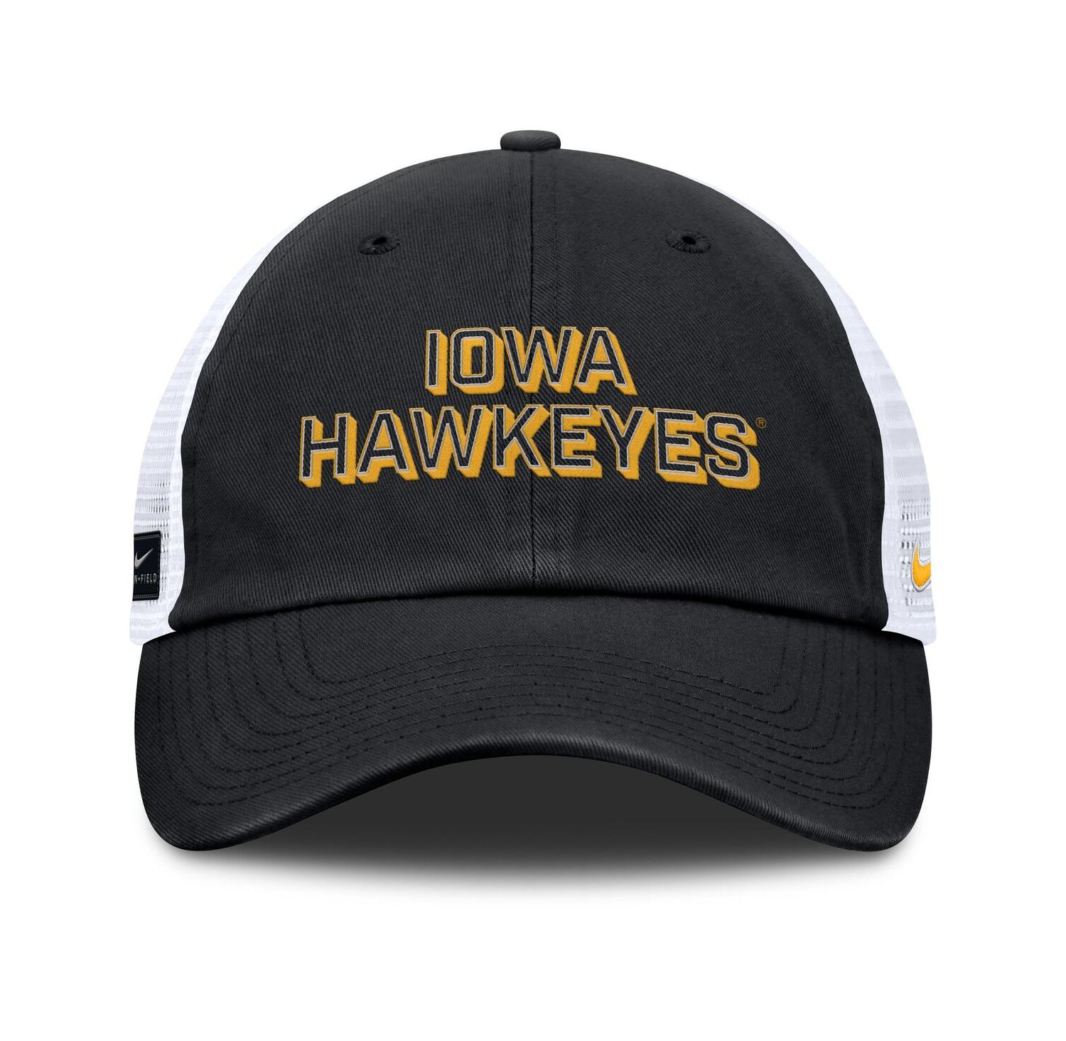 Men's Black Iowa Hawkeyes 2025 Gameday On-Field Club Adjustable Trucker Hat