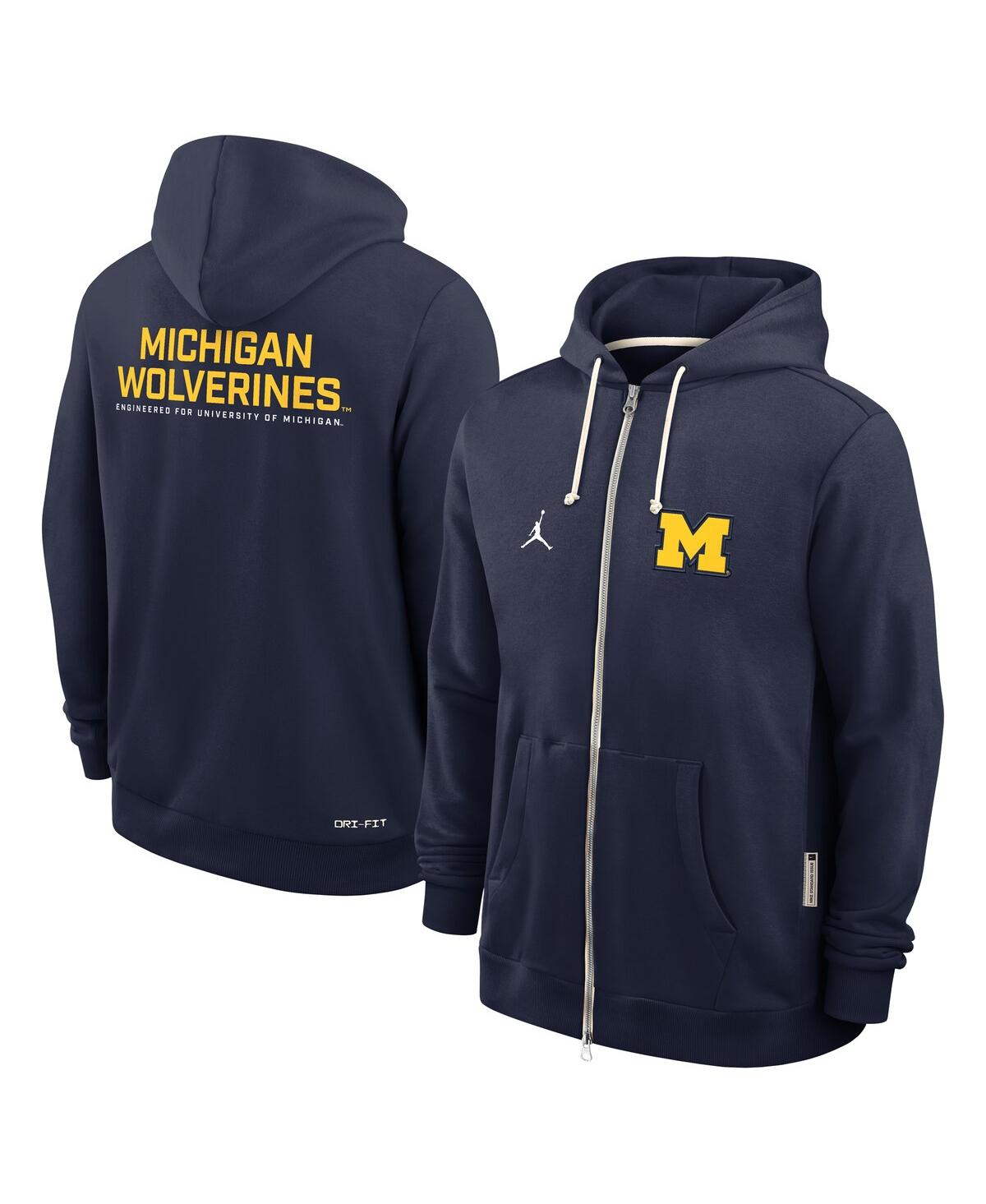 Men's Navy Michigan Wolverines 2025 Sideline Performance Full-Zip Hoodie - Navy