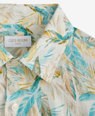 Men's Regular-Fit Tropical-Print Button-Down Linen Shirt, Macy's Exclusive