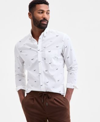 Club Room - Long Sleeve Basset Hound Print Button-Down Shirt