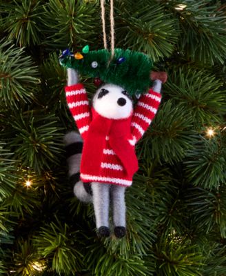 Tiny Tidings Tree-Toting Raccoon Fabric Ornament, Macy's Exclusive