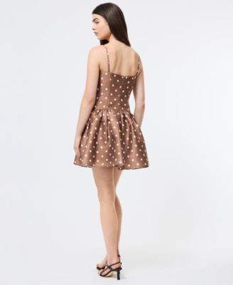 Women's Structured Taffeta Polka-Dot Dress
