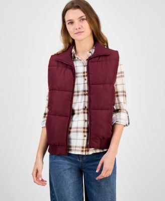 Women's Ribbed-Trim Puffer Vest