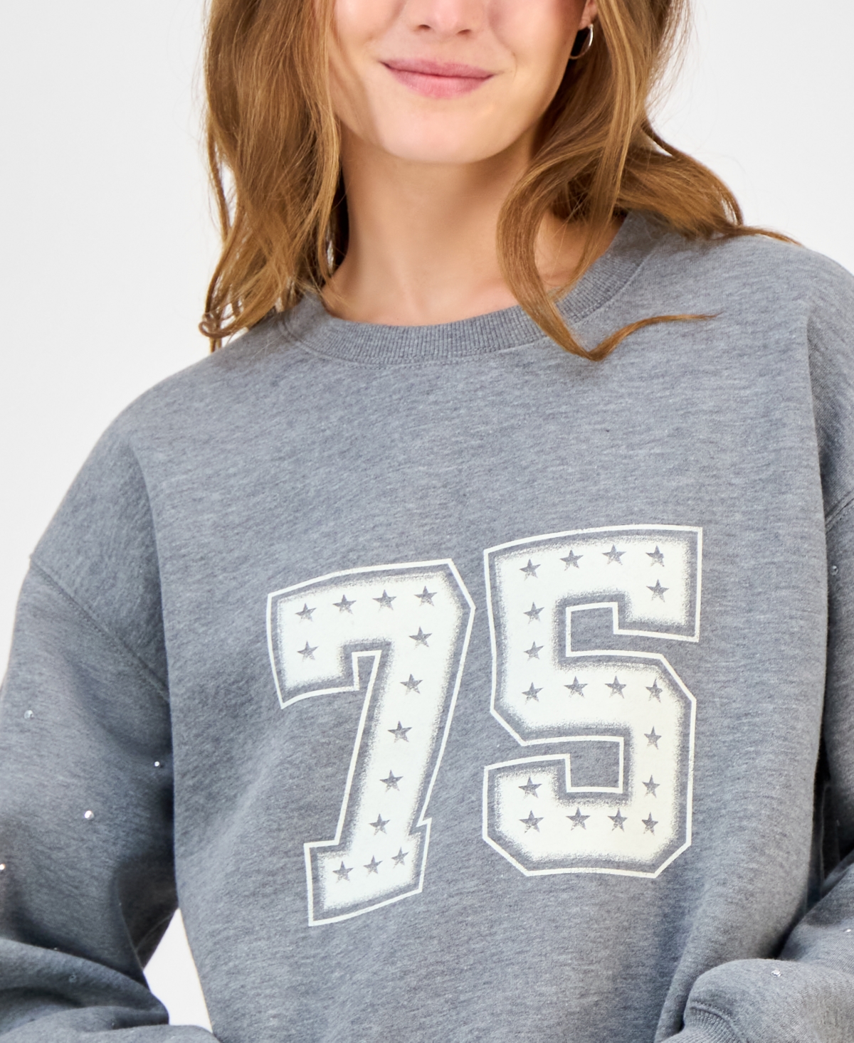 Madden Girl Juniors' Rhinestone-embellished Sweatshirt In Multi