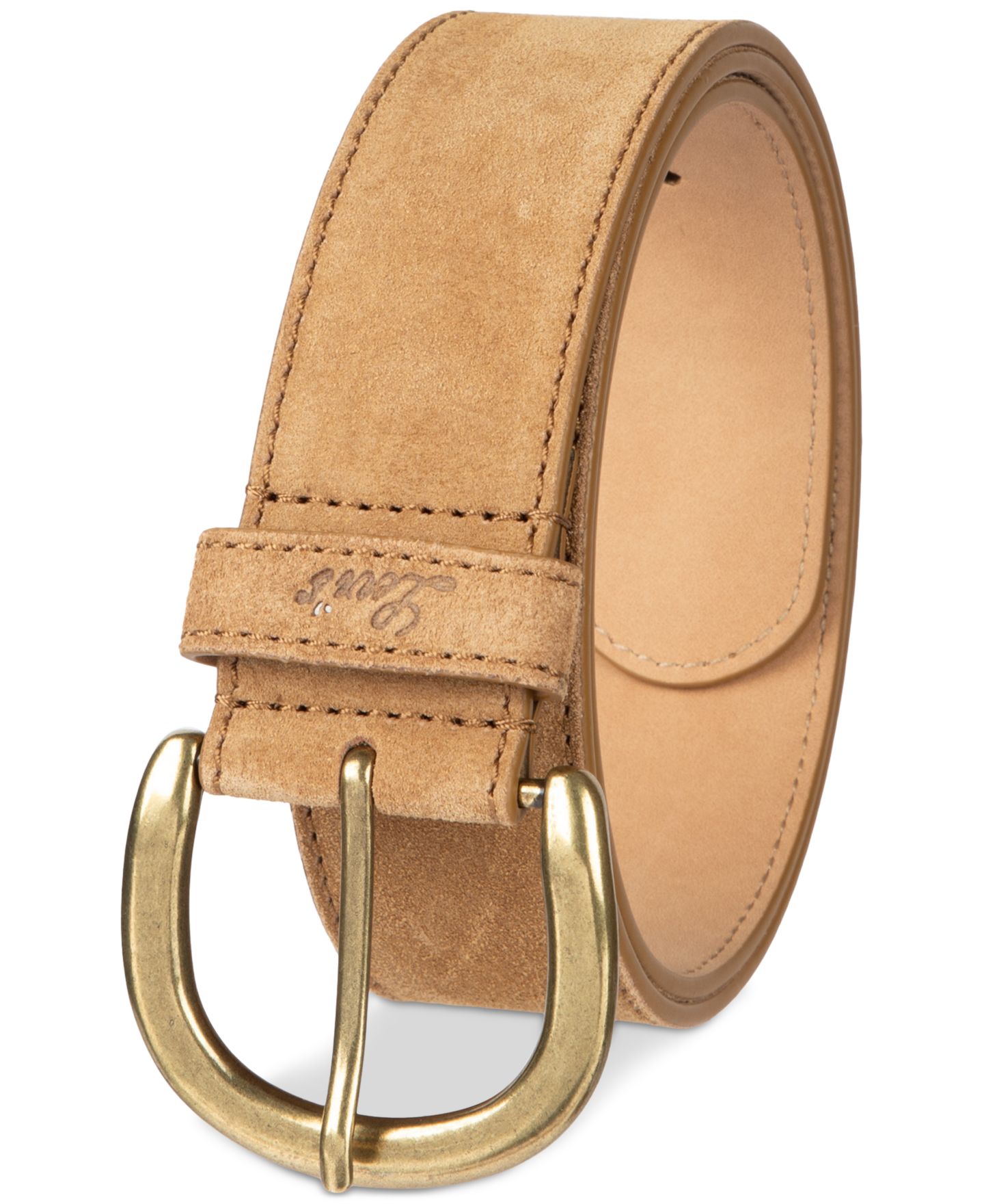 Женский ремень Levi's Leather and Suede Stitched Edge Casual Belt, цвет: Бежевый замшевый — фото 2