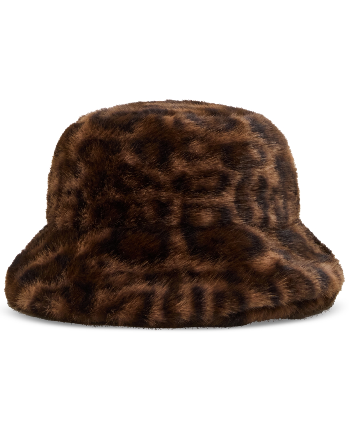 Steve Madden Zoe Leopard Print Faux Fur Bucket Hat In Brown