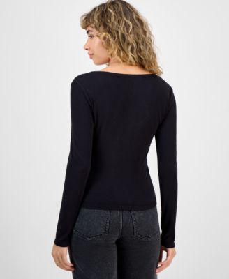 Juniors' Layered-Look Twofer Cardigan Top