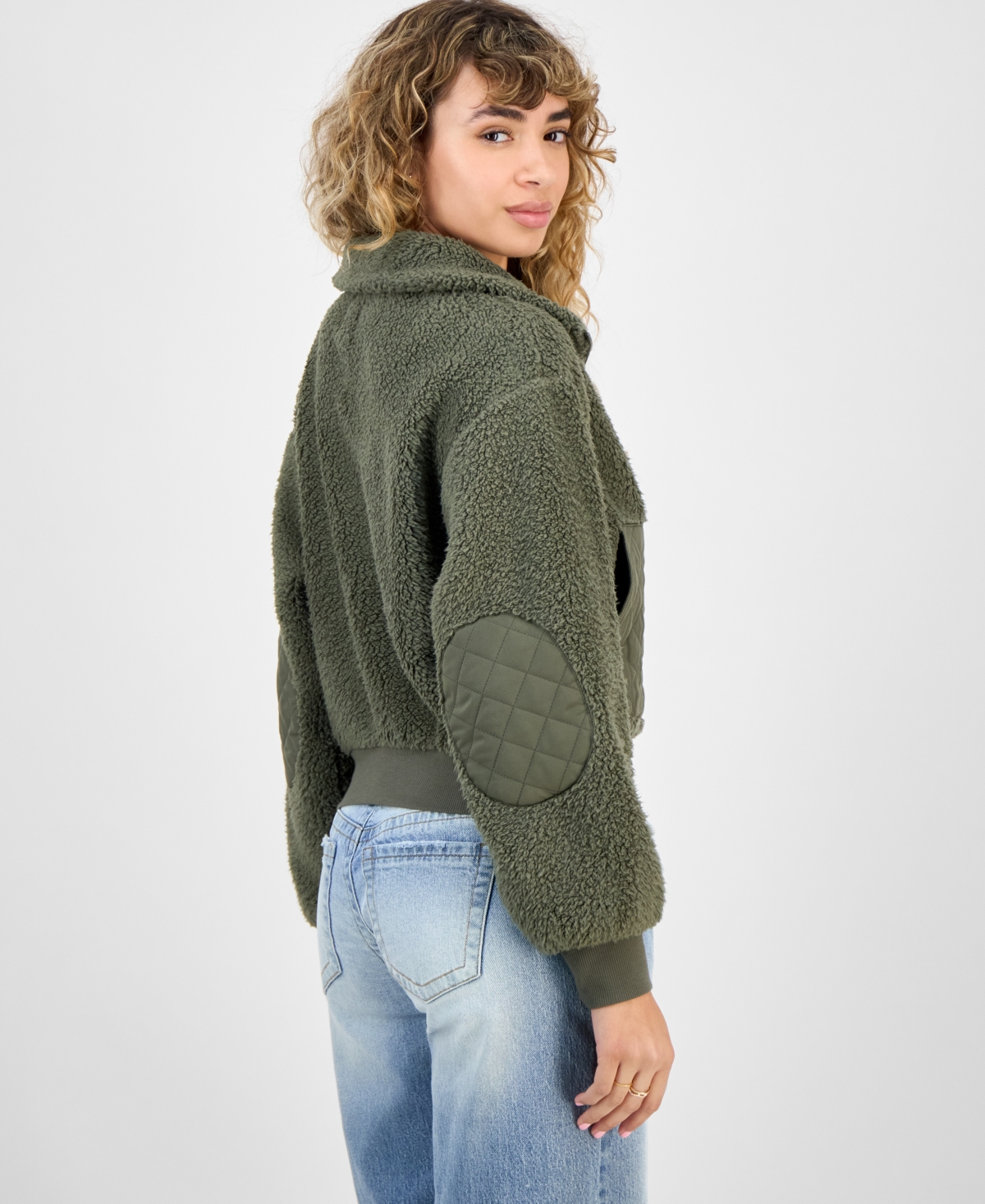 Hippie Rose Juniors' Full-zip Teddy Fleece Jacket In Animal Print