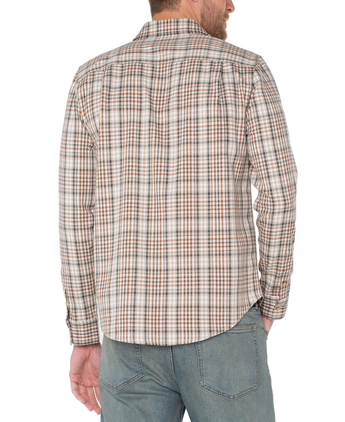 Liverpool Los Angeles Men's Long-sleeve Check Shirt In Brown