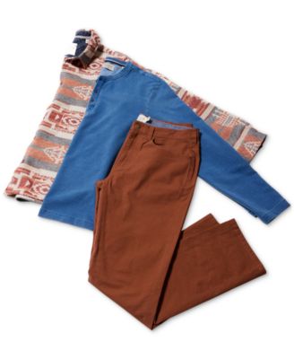 Men's Long-Sleeve Indigo Henley, Southwest Pattern Long-Sleeve Button-Front Shirt Jacket and Straight-Fit Stretch Ripstop Pants