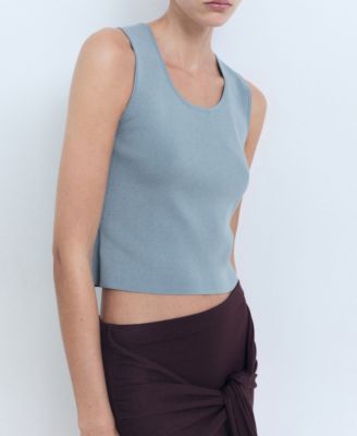 Women's Low-Cut Knitted Crop Top