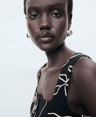 Women's Floral-Print Linen Suit Vest