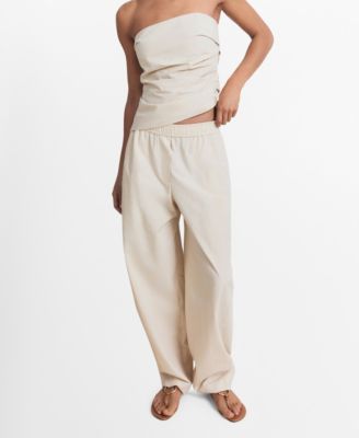 MANGO - Women's Paper Bag Cotton Pants