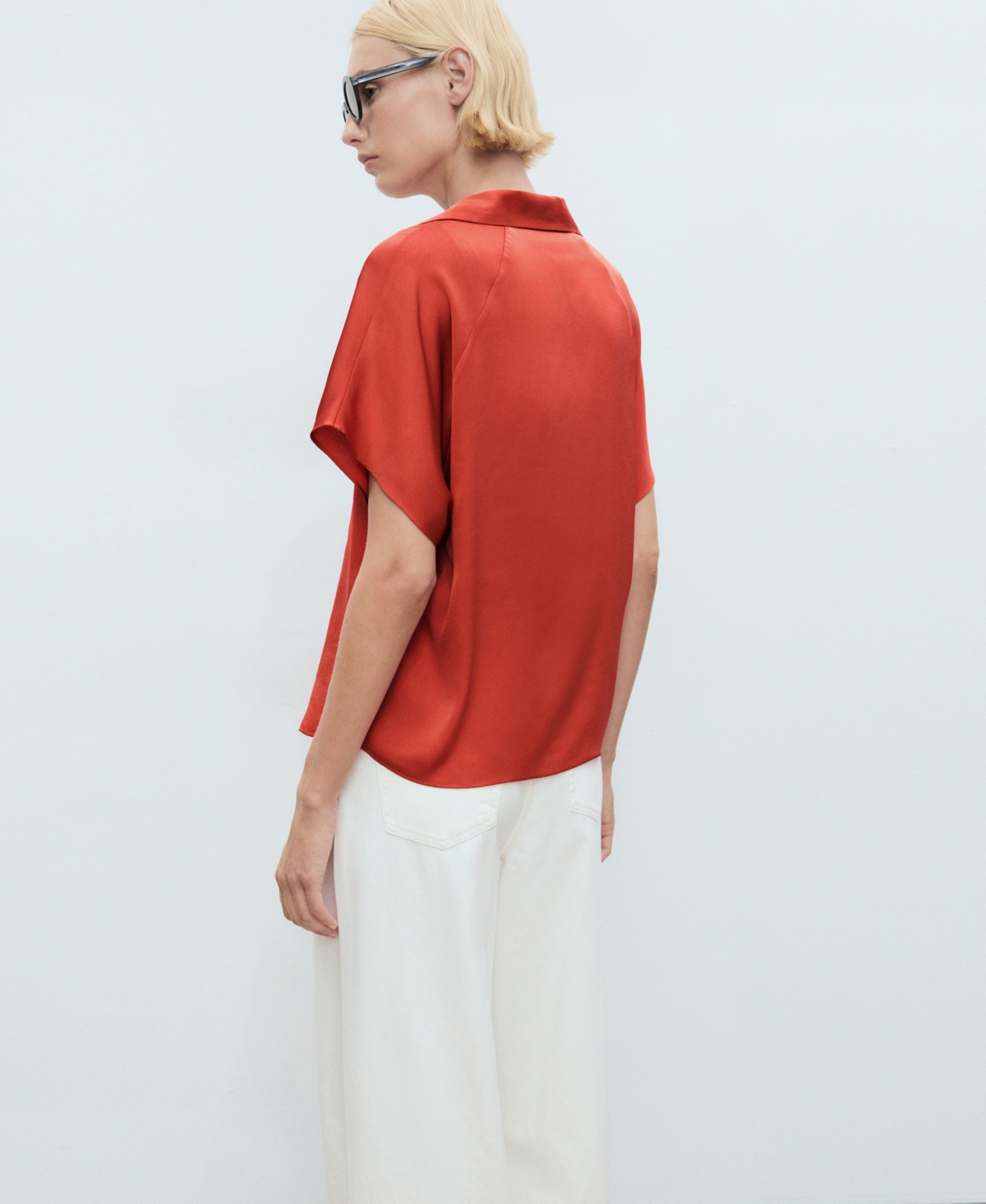 Mango Fluid Short Sleeve Shirt In Red