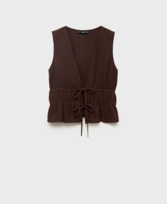 MANGO - Women's Bows Detail Ruffled Top