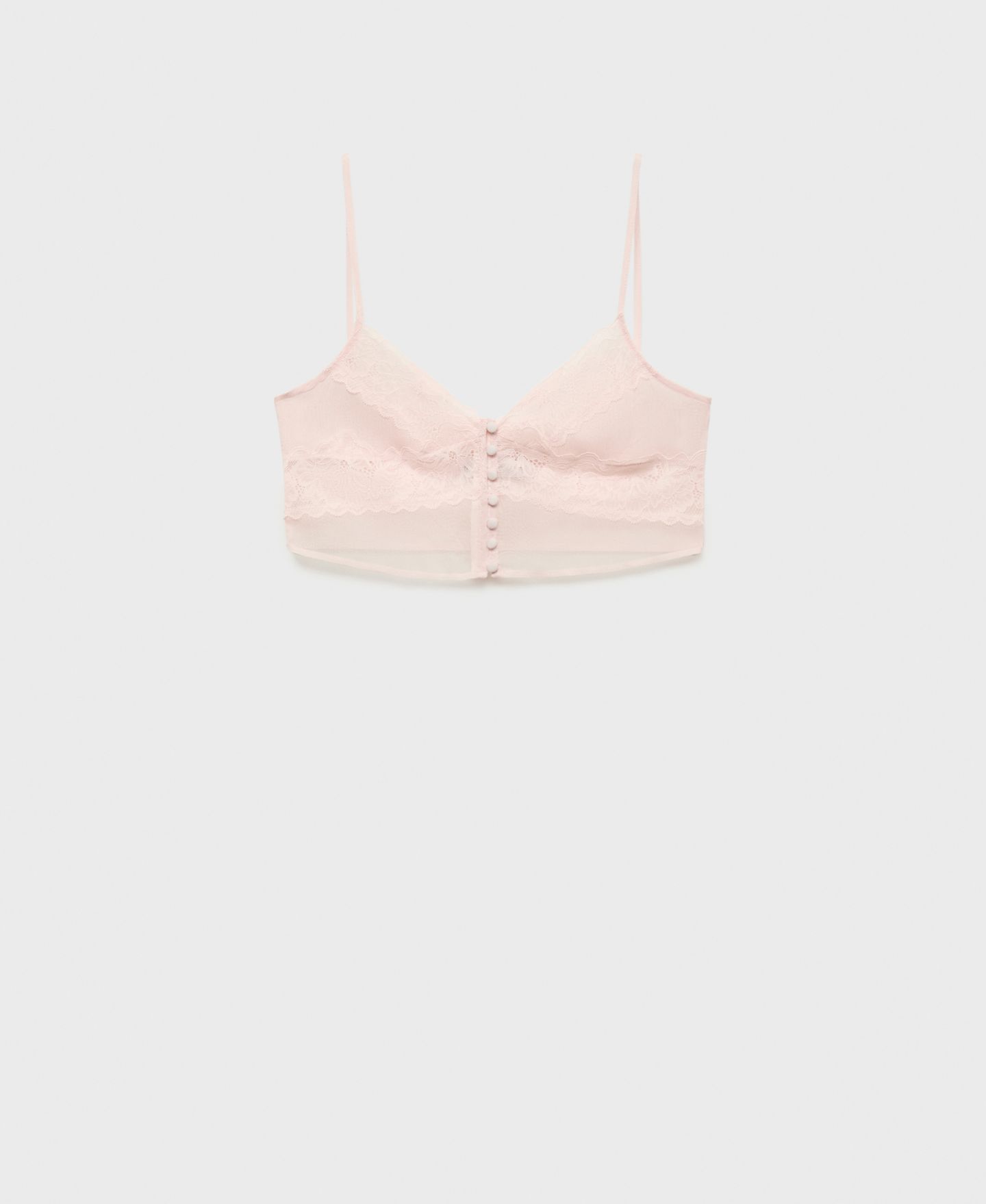 Женский топ Mango Lace Crop, цвет: Пастельный розовый — фото 4