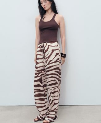 Women's Flowy Zebra Print Pants