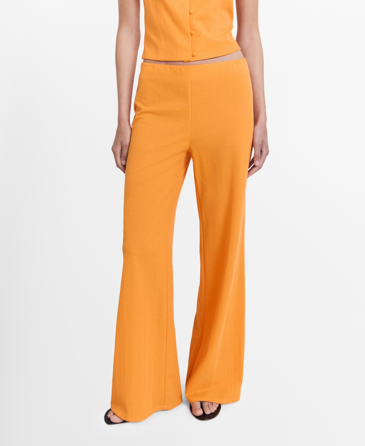 Mango Women's Flowy Straight-fit Pants In Orange