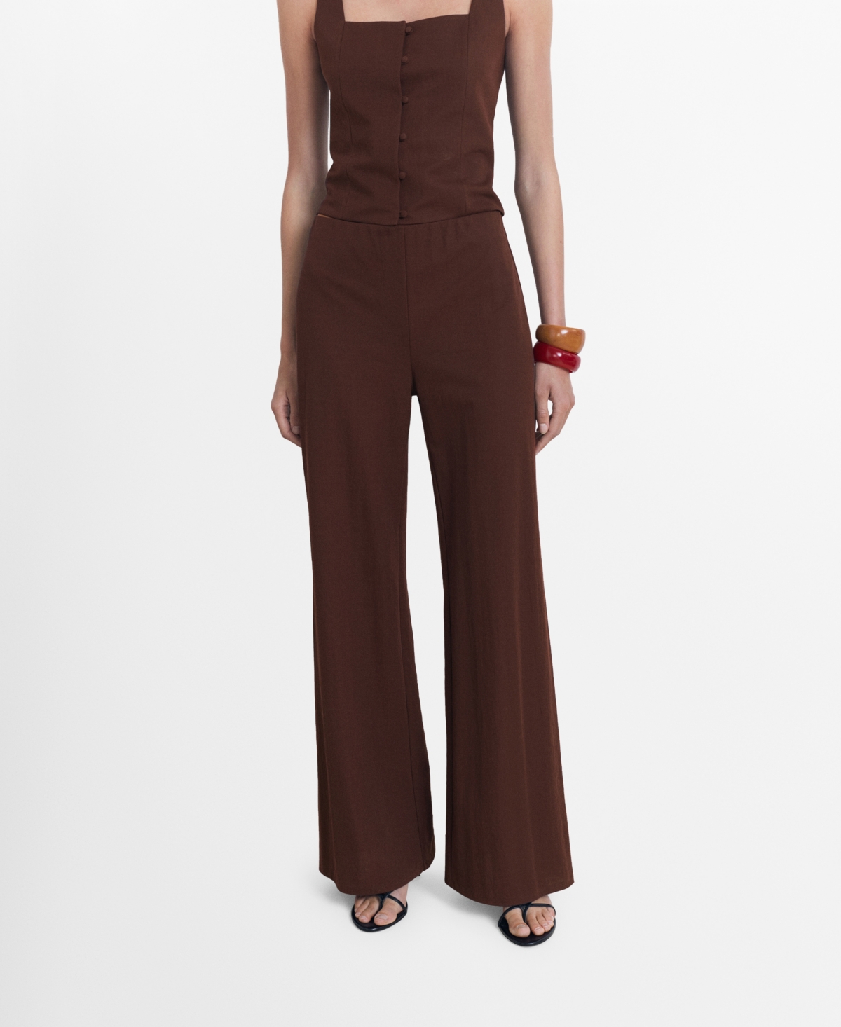 Mango Women's Flowy Straight-fit Pants In Brown