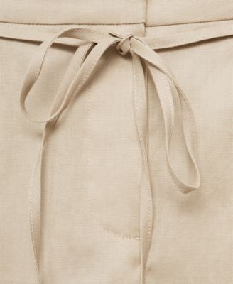 Women's Bow Belt Linen Shorts