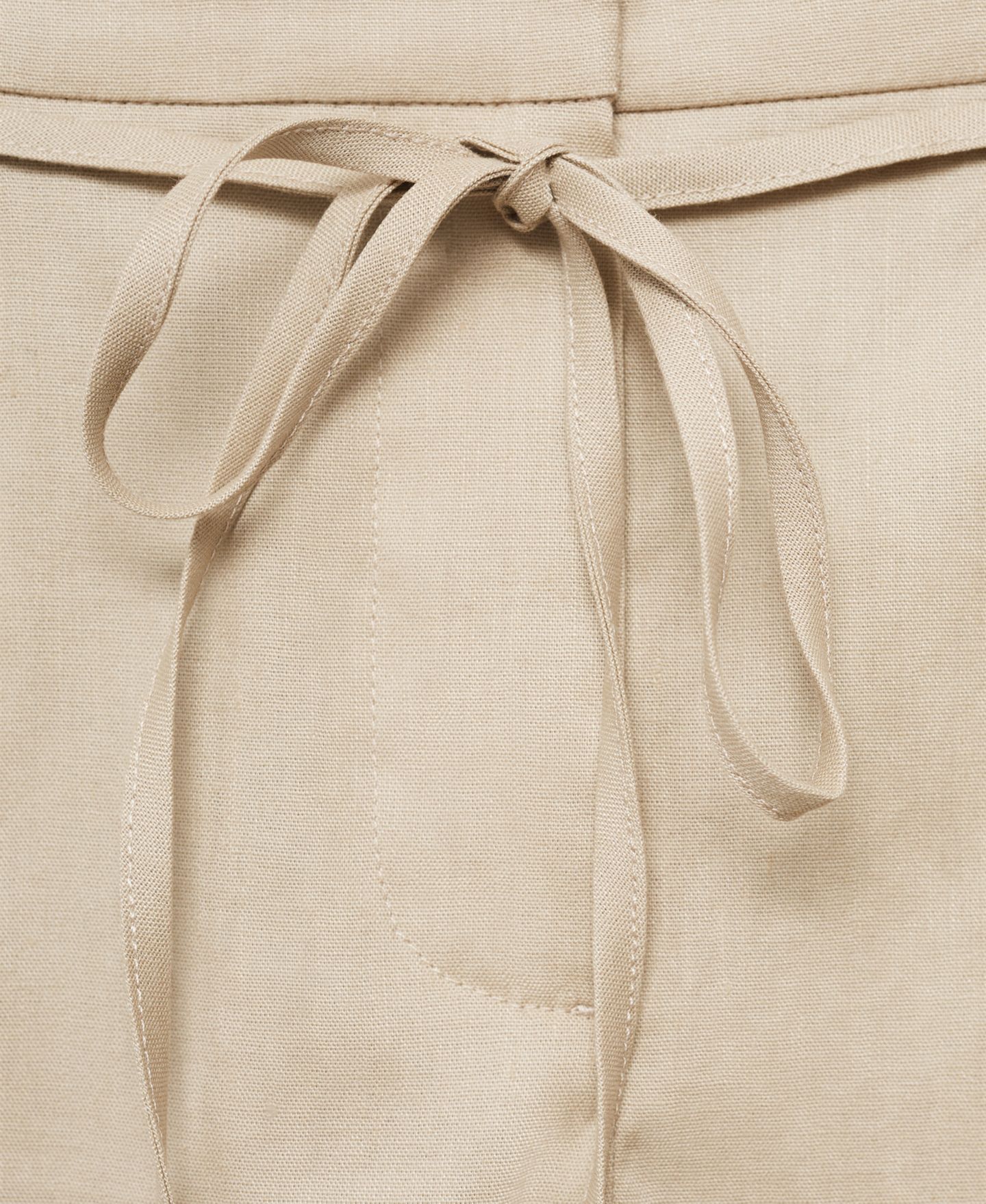 Женские шорты Mango Bow Belt Linen, цвет: Бежевый — фото 5