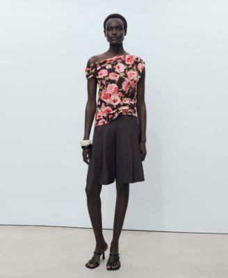 Women's Asymmetrical Neck Floral Blouse