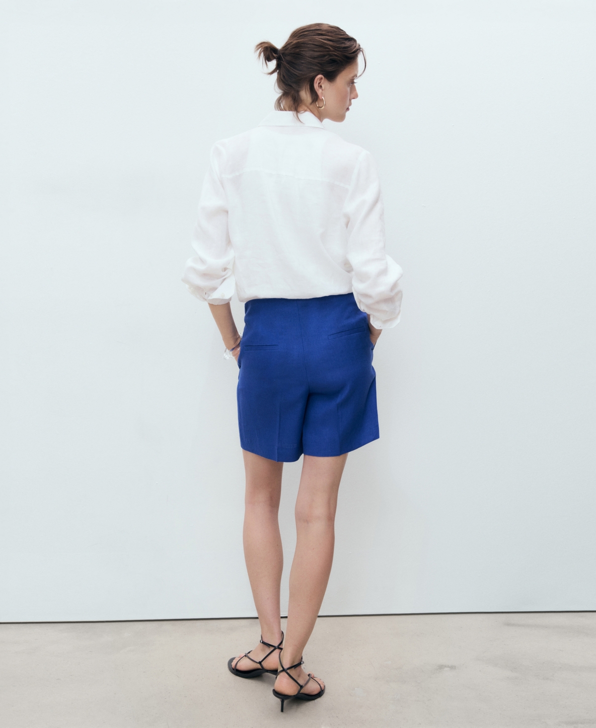 Mango Women's Straight-fit Linen Shorts In Blue