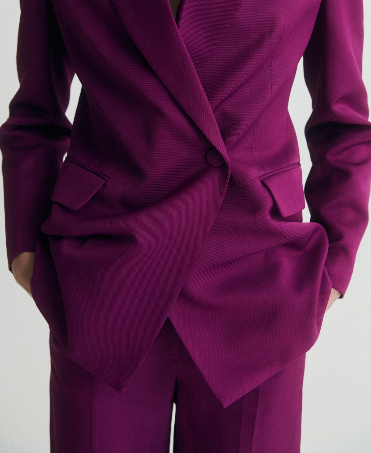 Mango Double-breasted Suit Jacket In Purple