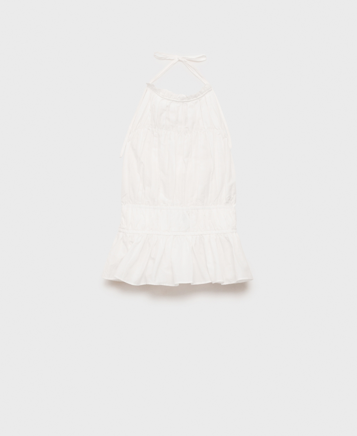 Mango Peplum Cotton Halter Top In White