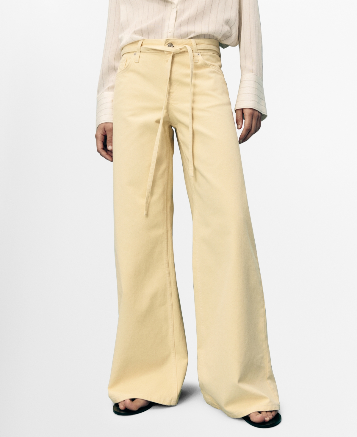 Mango Women's Low-rise Wide Leg Jeans In White