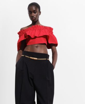 MANGO - Women's Strapless Ruffle Top
