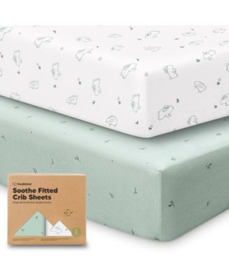 2pk Soothe Fitted Crib Sheets Neutral, Baby Crib Sheets, Fits Standard Nursery Baby Mattress